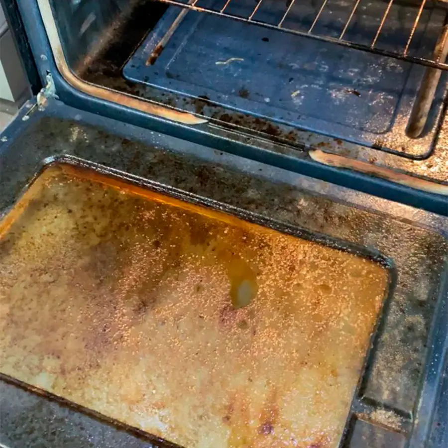 Before: greasy, dirty oven
